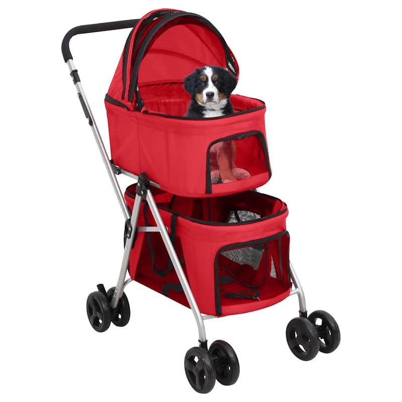 Afbeelding laden in galerijviewer, Vidaxl hondenwagen 2-laags inklapbaar 83x48x97 cm oxford stof rood