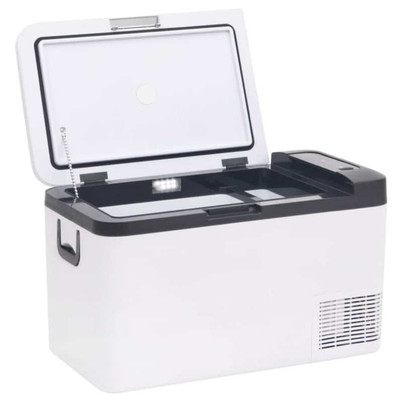 Afbeelding laden in galerijviewer, Vidaxl koelbox met handvat en adapter 25 l pp pe zwart en wit