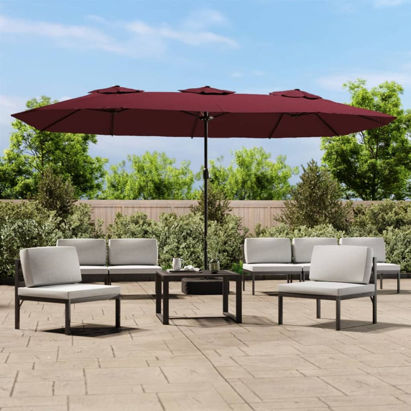 Afbeelding laden in galerijviewer, Vidaxl parasol dubbel dak 449x245 cm bordeauxrood