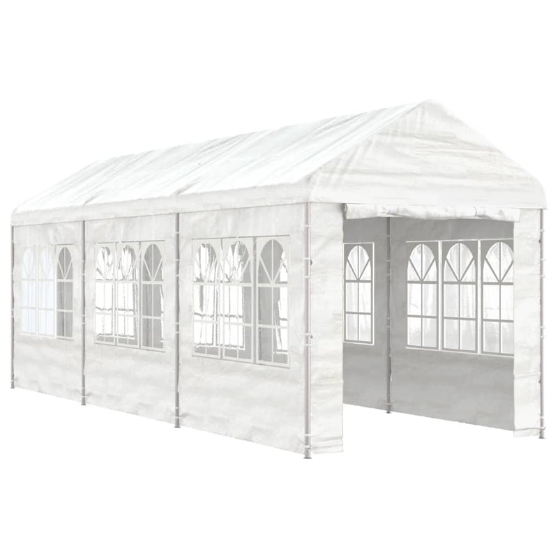 Afbeelding laden in galerijviewer, VidaXL Prieel met dak 6,69x2,28x2,69 m polyetheen wit