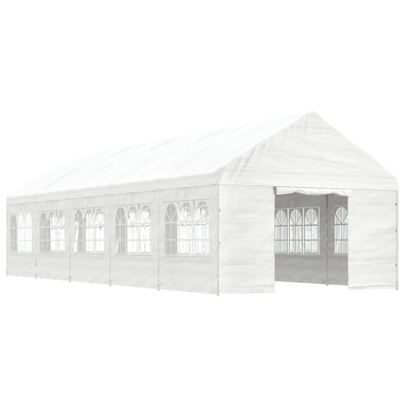 Afbeelding laden in galerijviewer, VidaXL Prieel met dak 11,15x4,08x3,22 m polyetheen wit