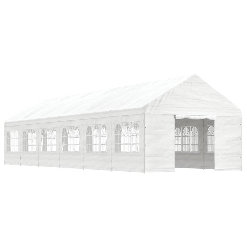 Afbeelding laden in galerijviewer, VidaXL Prieel met dak 13,38x4,08x3,22 m polyetheen wit
