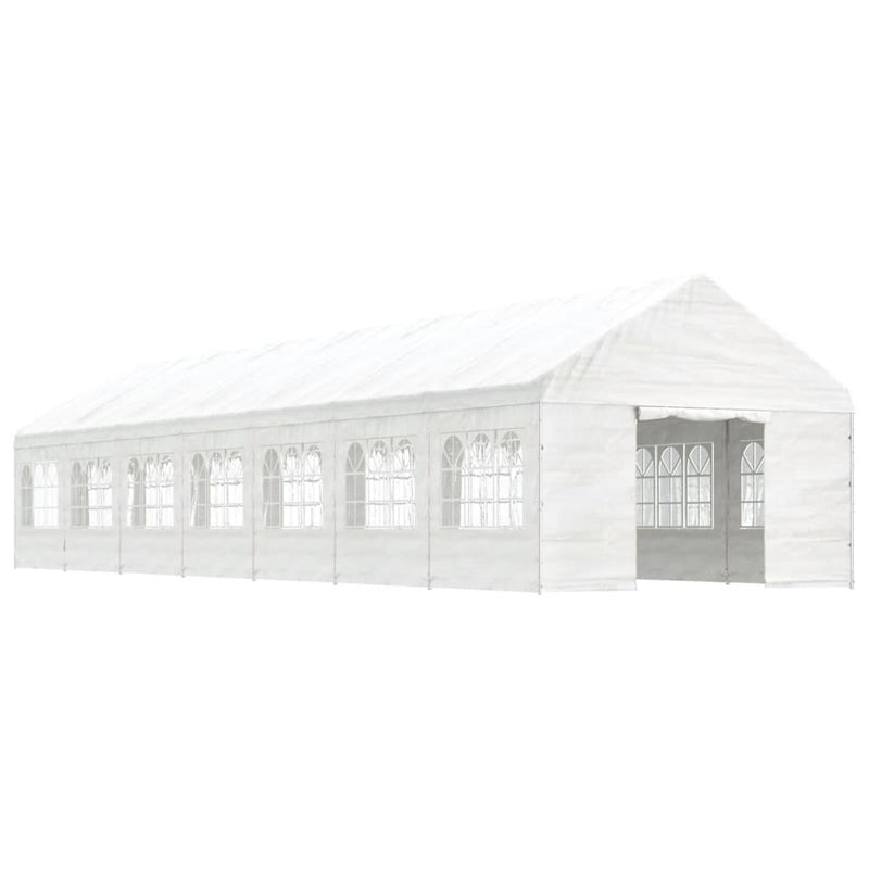 Afbeelding laden in galerijviewer, VidaXL Prieel met dak 15,61x4,08x3,22 m polyetheen wit