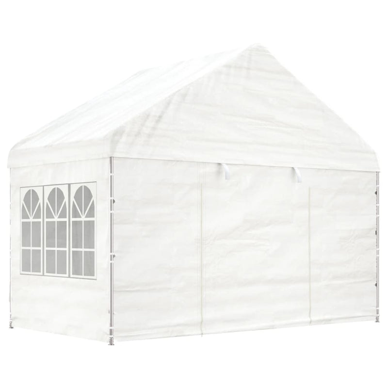 Afbeelding laden in galerijviewer, VidaXL Prieel met dak 15,61x4,08x3,22 m polyetheen wit