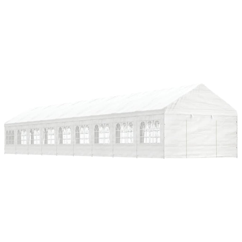Afbeelding laden in galerijviewer, VidaXL Prieel met dak 20,07x4,08x3,22 m polyetheen wit