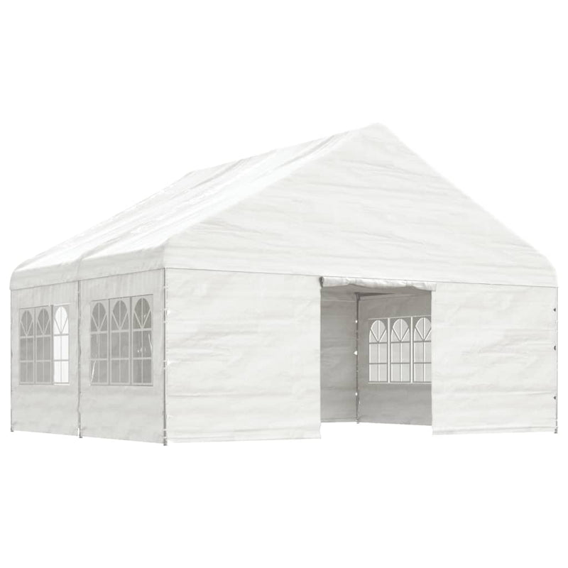 Afbeelding laden in galerijviewer, VidaXL Prieel met dak 4,46x5,88x3,75 m polyetheen wit