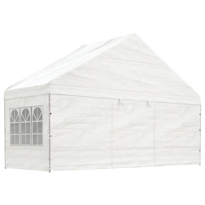 Afbeelding laden in galerijviewer, VidaXL Prieel met dak 4,46x5,88x3,75 m polyetheen wit