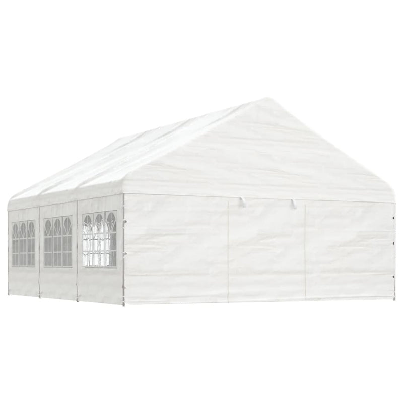 Afbeelding laden in galerijviewer, VidaXL Prieel met dak 6,69x5,88x3,75 m polyetheen wit