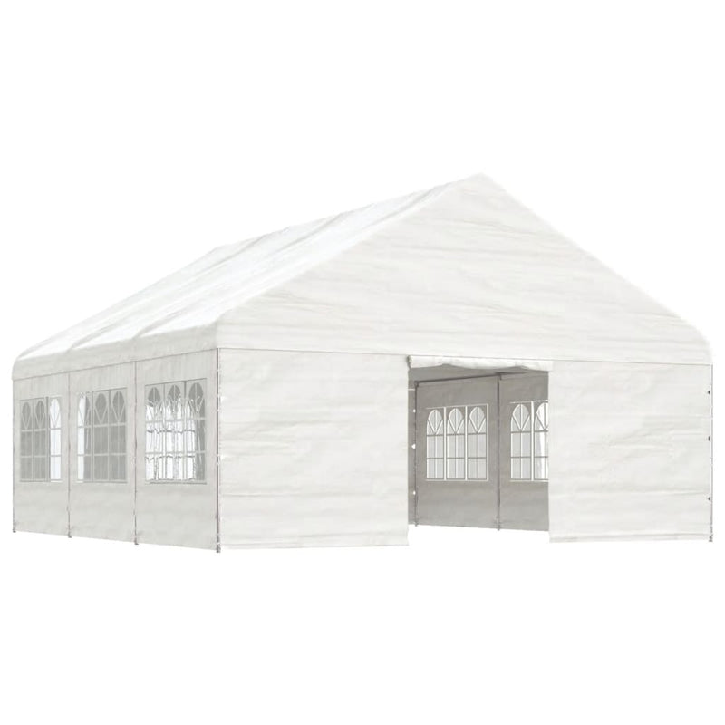 Afbeelding laden in galerijviewer, VidaXL Prieel met dak 6,69x5,88x3,75 m polyetheen wit