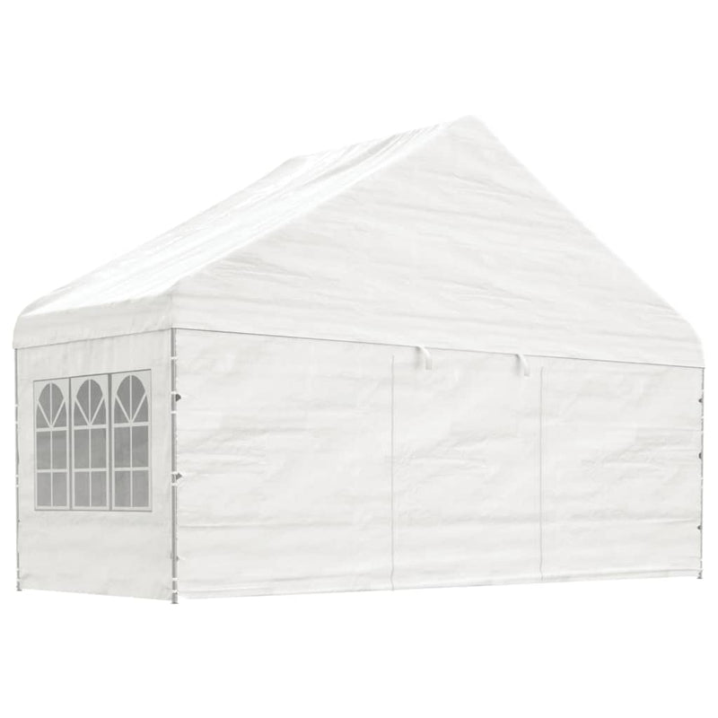 Afbeelding laden in galerijviewer, VidaXL Prieel met dak 15,61x5,88x3,75 m polyetheen wit