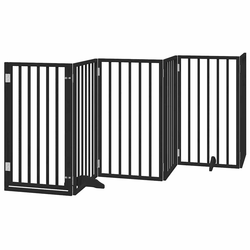 Afbeelding laden in galerijviewer, Vidaxl hondenhek inklapbaar 15 panelen 750 cm populierenhout zwart