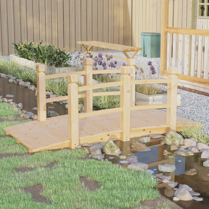 Afbeelding laden in galerijviewer, Vidaxl tuinbrug met leuningen 150x67x56 cm massief vurenhout