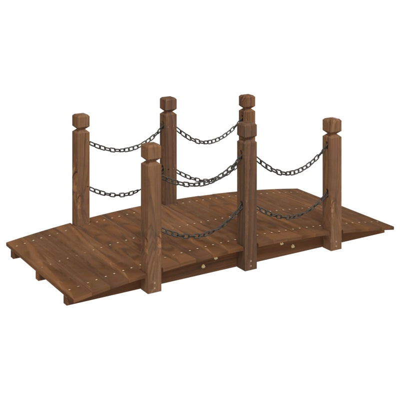 Afbeelding laden in galerijviewer, Vidaxl tuinbrug met kettingrails 150x67x56 cm massief vurenhout