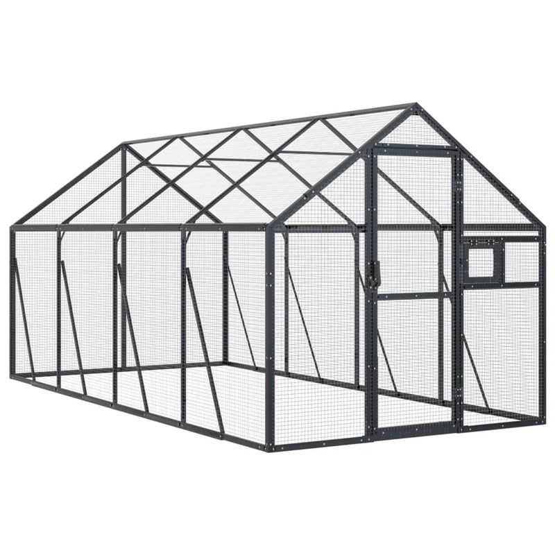 Afbeelding laden in galerijviewer, VidaXL Volière 1,79x4x1,85 m aluminium antracietkleurig