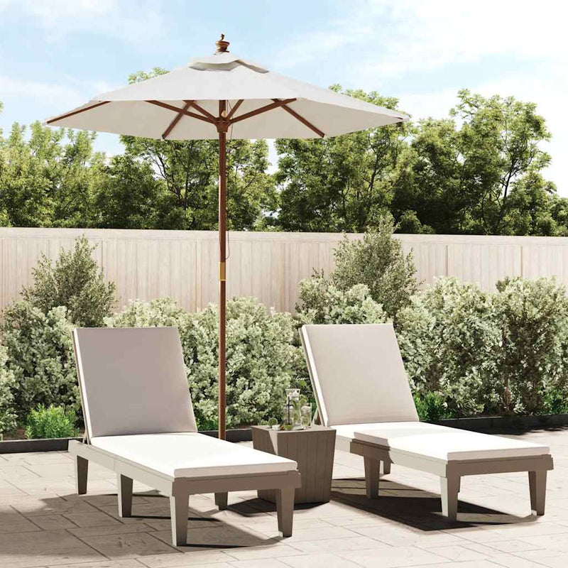 Afbeelding laden in galerijviewer, Vidaxl parasol met houten paal 196x231 cm zandkleurig