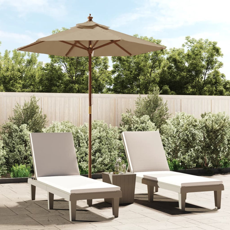 Afbeelding laden in galerijviewer, Vidaxl parasol met houten paal 196x231 cm taupe
