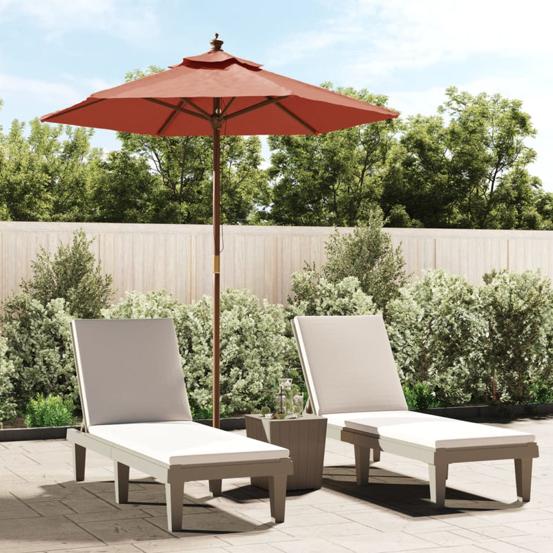 Afbeelding laden in galerijviewer, Vidaxl parasol met houten paal 196x231 cm terracottakleurig