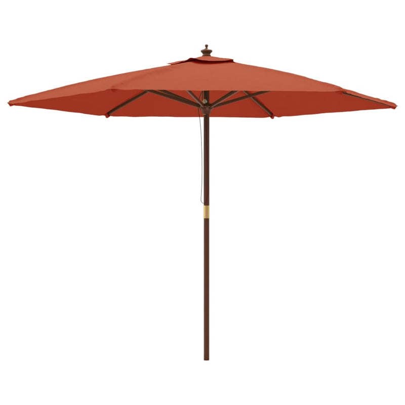 Afbeelding laden in galerijviewer, Vidaxl parasol met houten paal 299x240 cm terracottakleurig