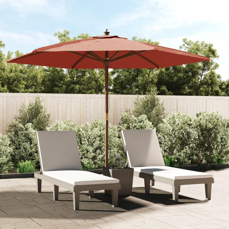 Afbeelding laden in galerijviewer, Vidaxl parasol met houten paal 299x240 cm terracottakleurig