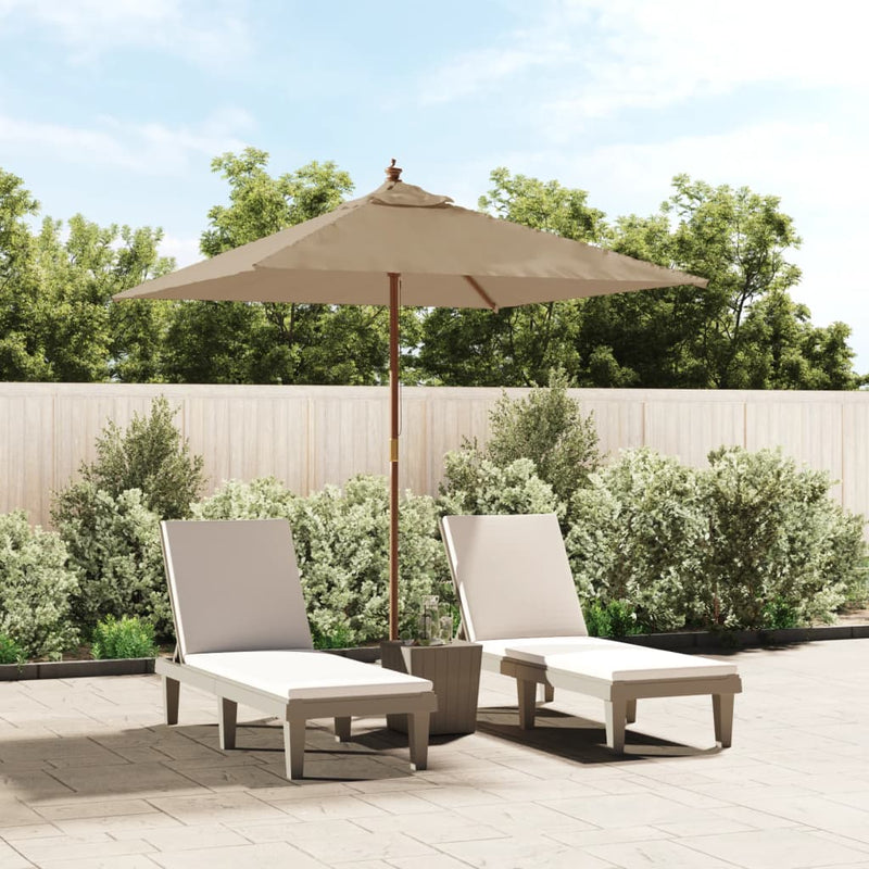 Afbeelding laden in galerijviewer, VidaXL Parasol met houten paal 198x198x231 cm taupe