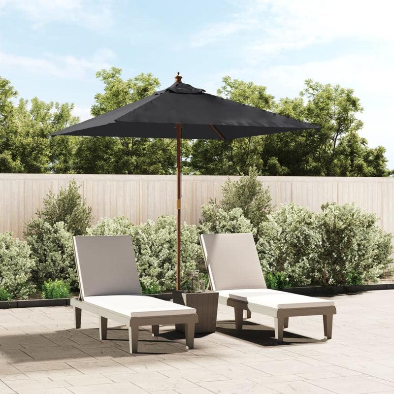 Afbeelding laden in galerijviewer, Vidaxl parasol met houten paal 198x198x231 cm zwart