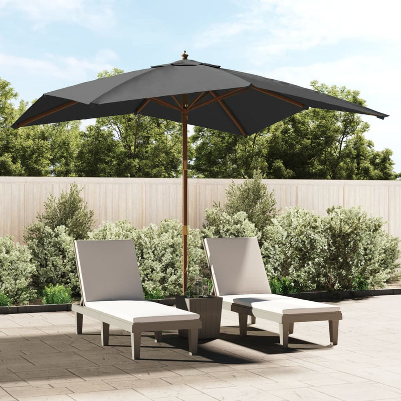 Afbeelding laden in galerijviewer, Vidaxl parasol met houten paal 300x300x273 cm antracietkleurig