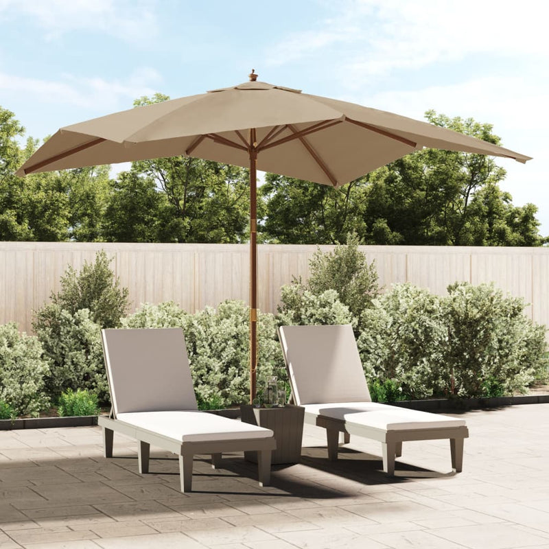 Afbeelding laden in galerijviewer, Vidaxl parasol met houten paal 300x300x273 cm taupe
