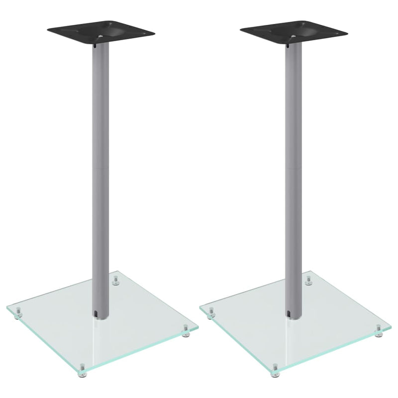 Afbeelding laden in galerijviewer, Vidaxl luidsprekerstandaards 2 st 1 pijler gehard glas zilverkleurig