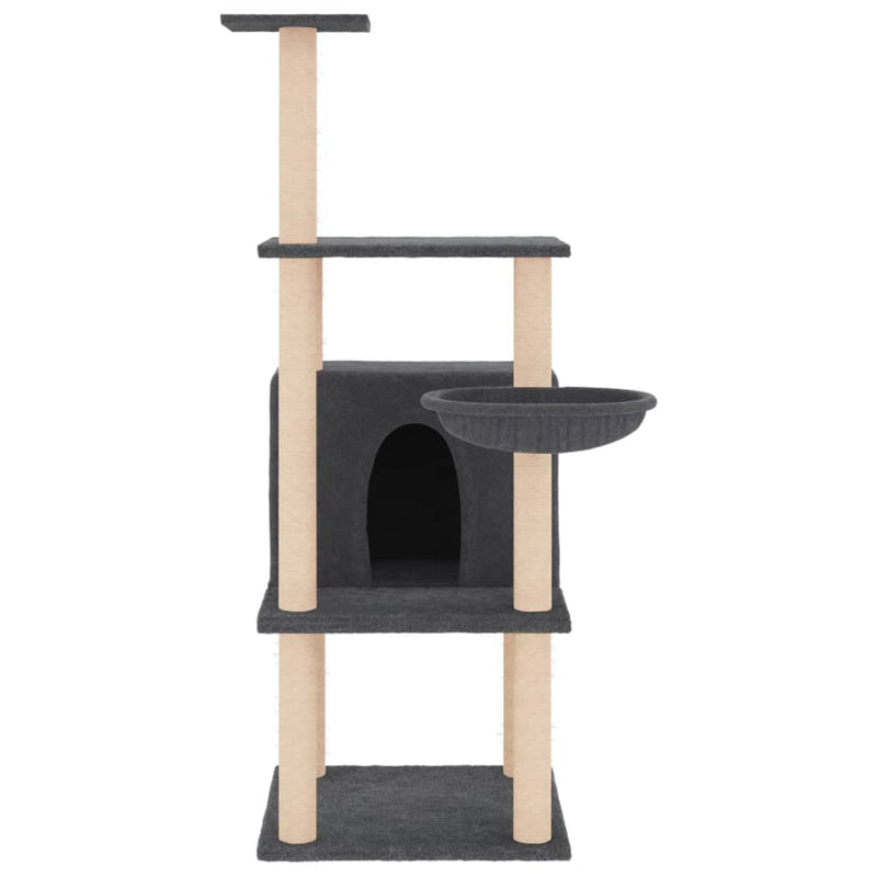 Afbeelding laden in galerijviewer, Vidaxl kattenmeubel met sisal krabpalen 132 cm donkergrijs