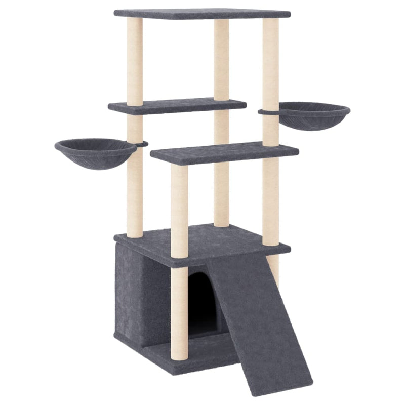 Afbeelding laden in galerijviewer, Vidaxl kattenmeubel met sisal krabpalen 133 cm donkergrijs