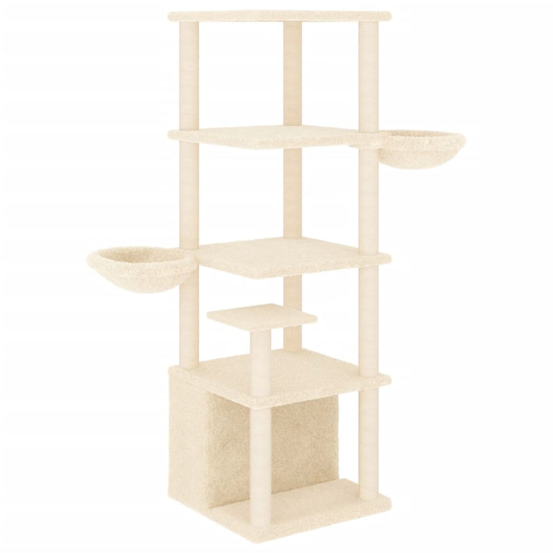 Afbeelding laden in galerijviewer, Vidaxl kattenmeubel met sisal krabpalen 147 cm crèmekleurig