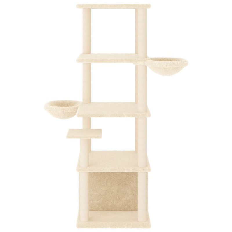 Afbeelding laden in galerijviewer, Vidaxl kattenmeubel met sisal krabpalen 147 cm crèmekleurig