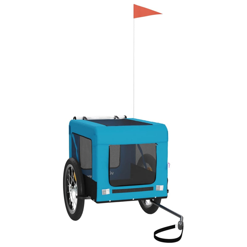 Afbeelding laden in galerijviewer, Vidaxl hondenfietstrailer oxford stof en ijzer blauw en zwart