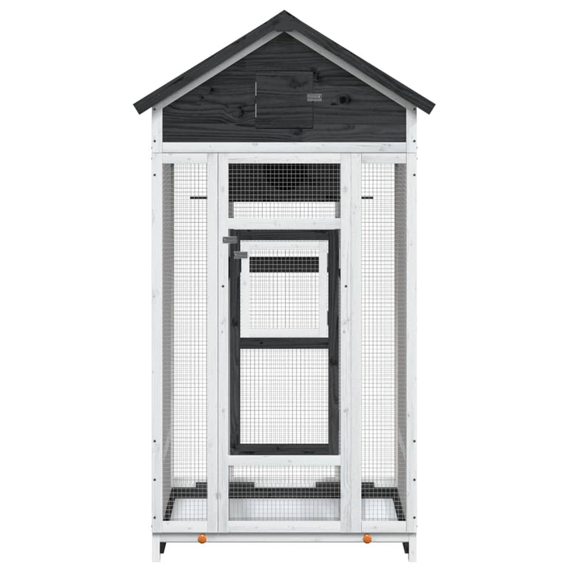 Afbeelding laden in galerijviewer, Vidaxl volière 91,5x53x170 cm massief grenenhout grijs