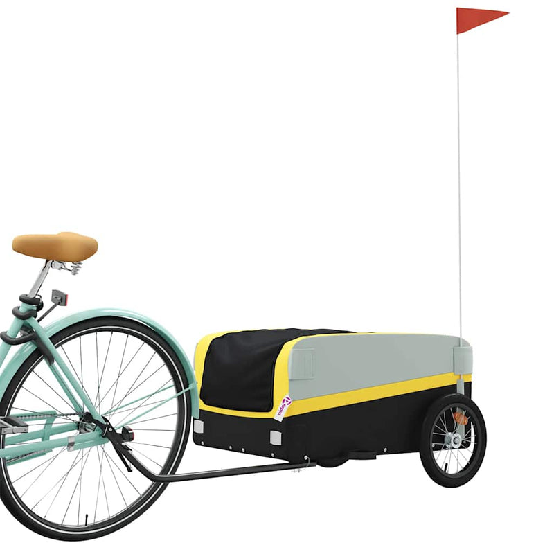 Afbeelding laden in galerijviewer, Vidaxl fietstrailer 45 kg ijzer zwart en geel