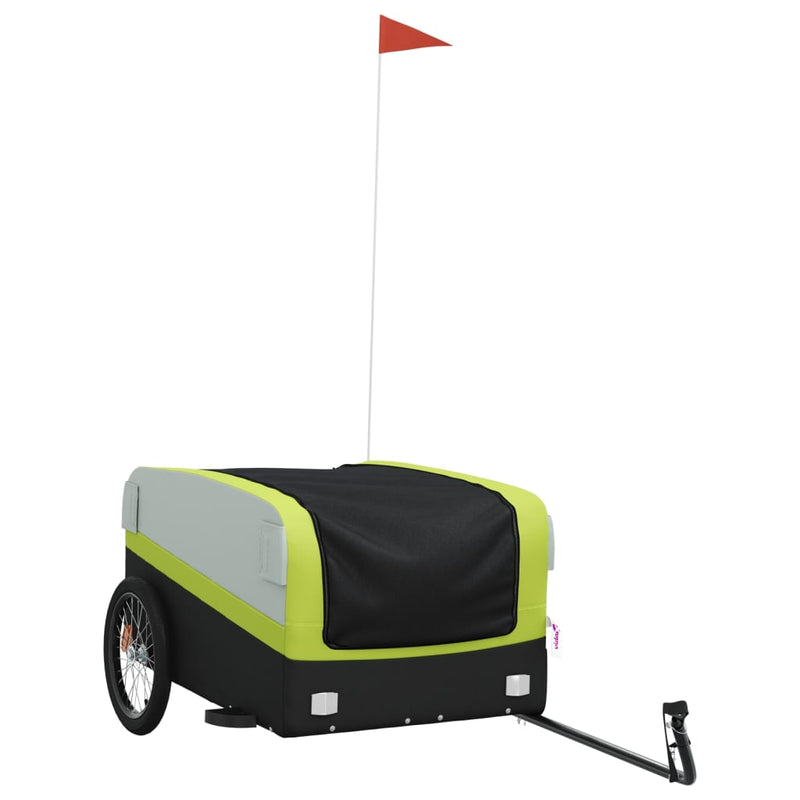 Afbeelding laden in galerijviewer, Vidaxl fietstrailer 45 kg ijzer zwart en groen