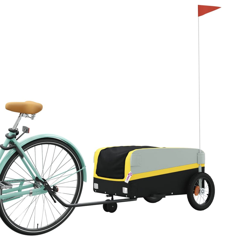 Afbeelding laden in galerijviewer, Vidaxl fietstrailer 30 kg ijzer zwart en geel