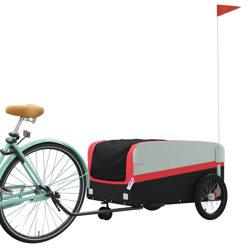 Afbeelding laden in galerijviewer, Vidaxl fietstrailer 45 kg ijzer zwart en rood
