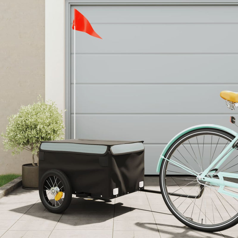 Afbeelding laden in galerijviewer, Vidaxl fietstrailer 30 kg ijzer zwart en grijs