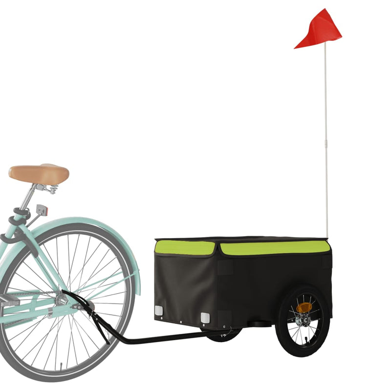 Afbeelding laden in galerijviewer, Vidaxl fietstrailer 30 kg ijzer zwart en groen