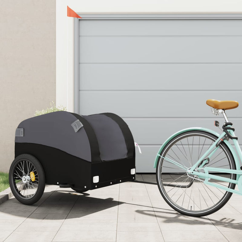 Afbeelding laden in galerijviewer, Vidaxl fietstrailer 45 kg ijzer zwart
