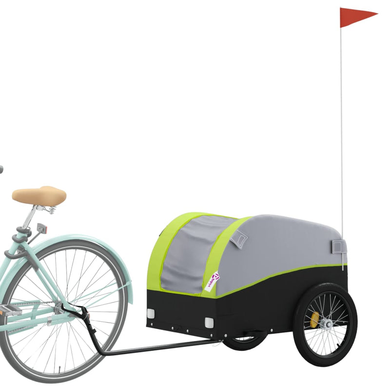 Afbeelding laden in galerijviewer, Vidaxl fietstrailer 45 kg ijzer zwart en groen