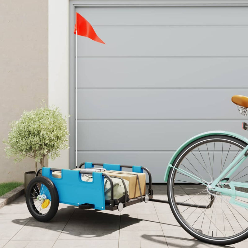 Afbeelding laden in galerijviewer, Vidaxl fietstrailer oxford stof en ijzer blauw