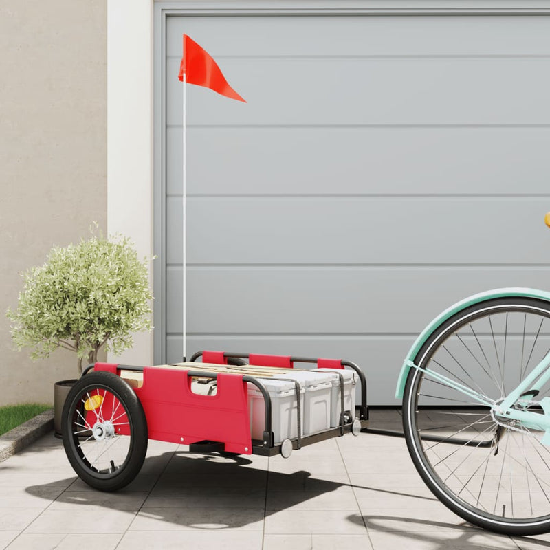 Afbeelding laden in galerijviewer, Vidaxl fietstrailer oxford stof en ijzer rood