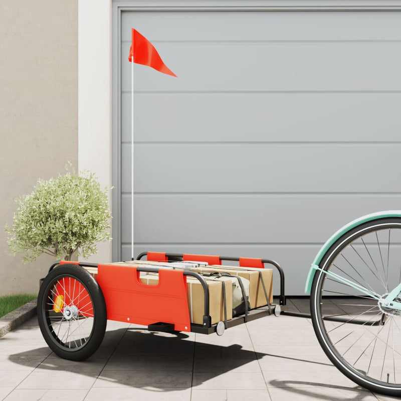 Afbeelding laden in galerijviewer, Vidaxl fietstrailer oxford stof en ijzer oranje