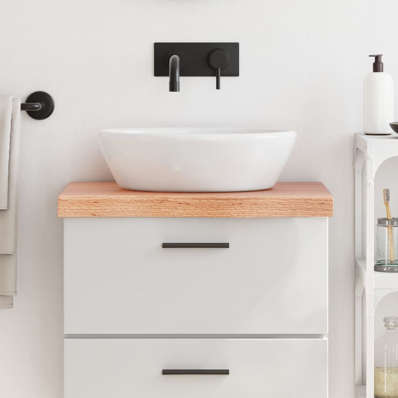Afbeelding laden in galerijviewer, Vidaxl wastafelblad 60x40x(2-6) cm behandeld massief hout lichtbruin