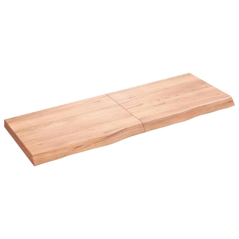 Afbeelding laden in galerijviewer, Vidaxl wastafelblad 140x50x(2-6) cm behandeld massief hout lichtbruin