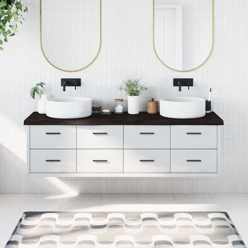 Afbeelding laden in galerijviewer, Vidaxl wastafelblad 180x50x(2-6) cm behandeld massief hout donkerbruin