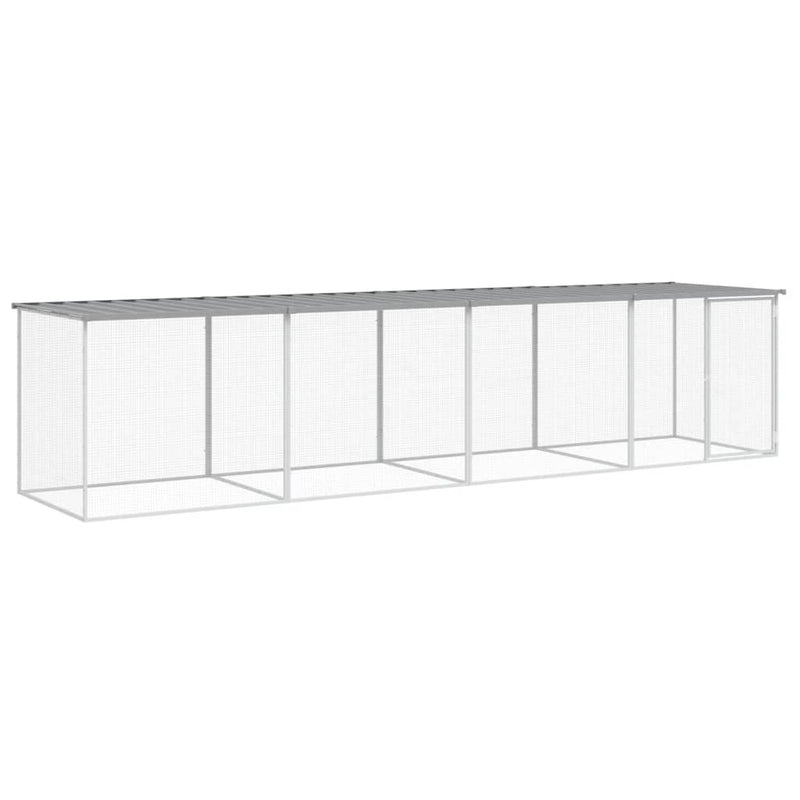 Afbeelding laden in galerijviewer, VidaXL Kippenhok met dak 403x98x90 cm gegalvaniseerd staal lichtgrijs