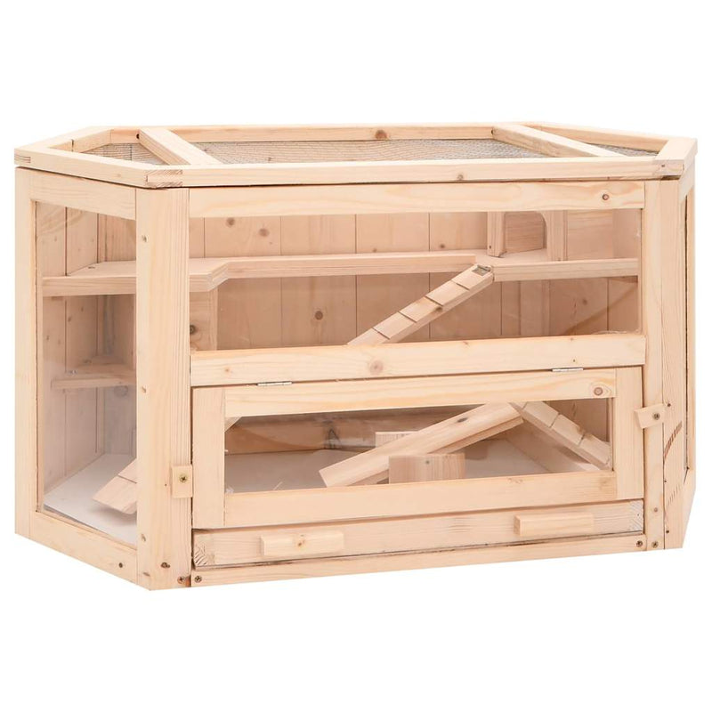 Afbeelding laden in galerijviewer, Vidaxl hamsterkooi 80x40x43 cm massief vurenhout